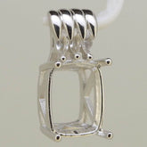 Sterling Silver Semi Mount Pendant Setting Cushion Cu 12x10mm White To - Syzjewelry
